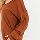 GeeGee Only the Best Full Size Rolled Edge V-Neck Sweater -