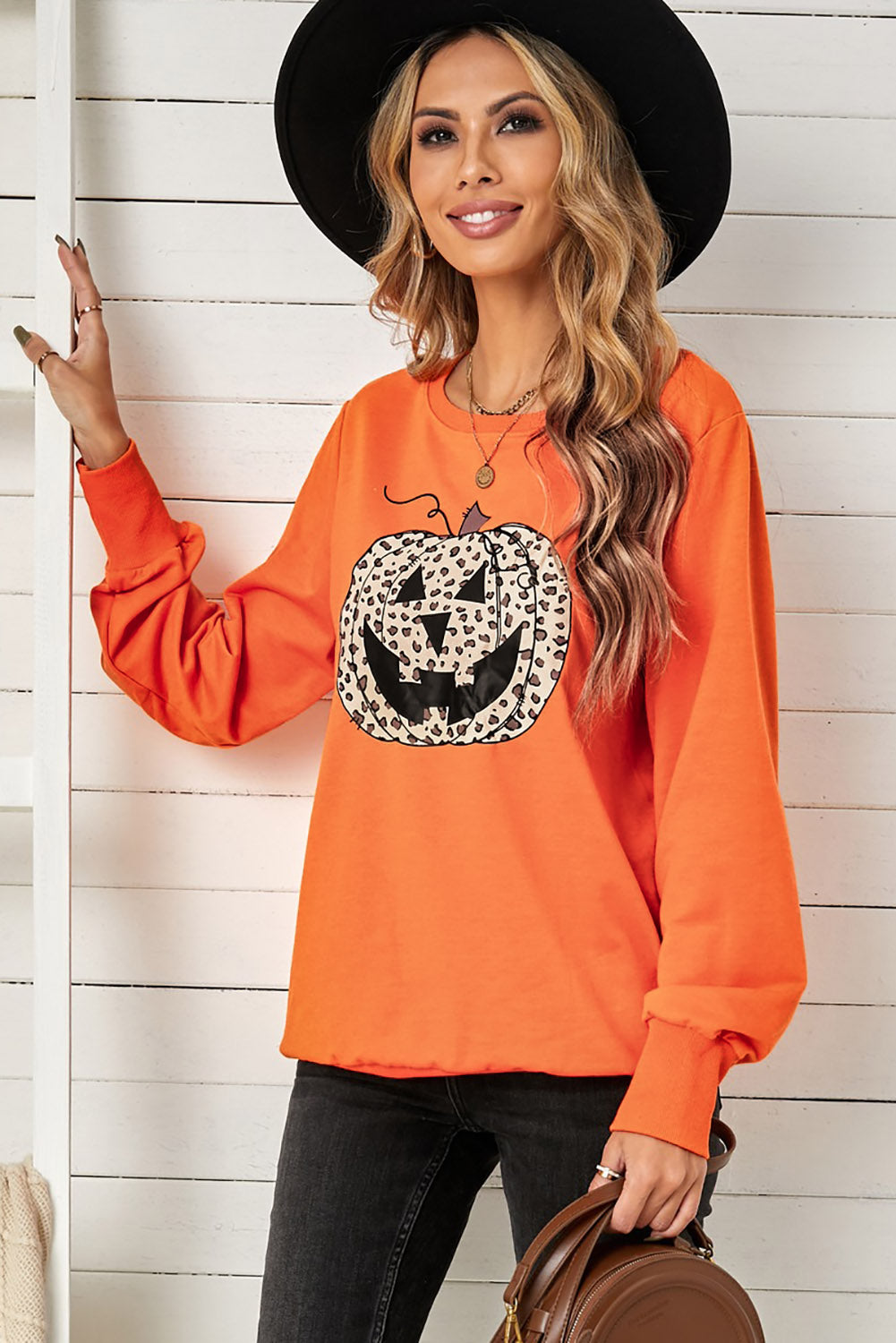 Halloween Leopard Jack-O-Lantern Sweatshirt -