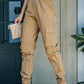 Elastic Waist Ankle-Length Cargo Joggers -