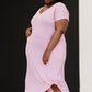 P & Rose Plot Twist T-Shirt Dress with Pockets in Rose -