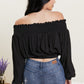 HYFVE Never Too Chic Off-Shoulder Button Front Crop Top -
