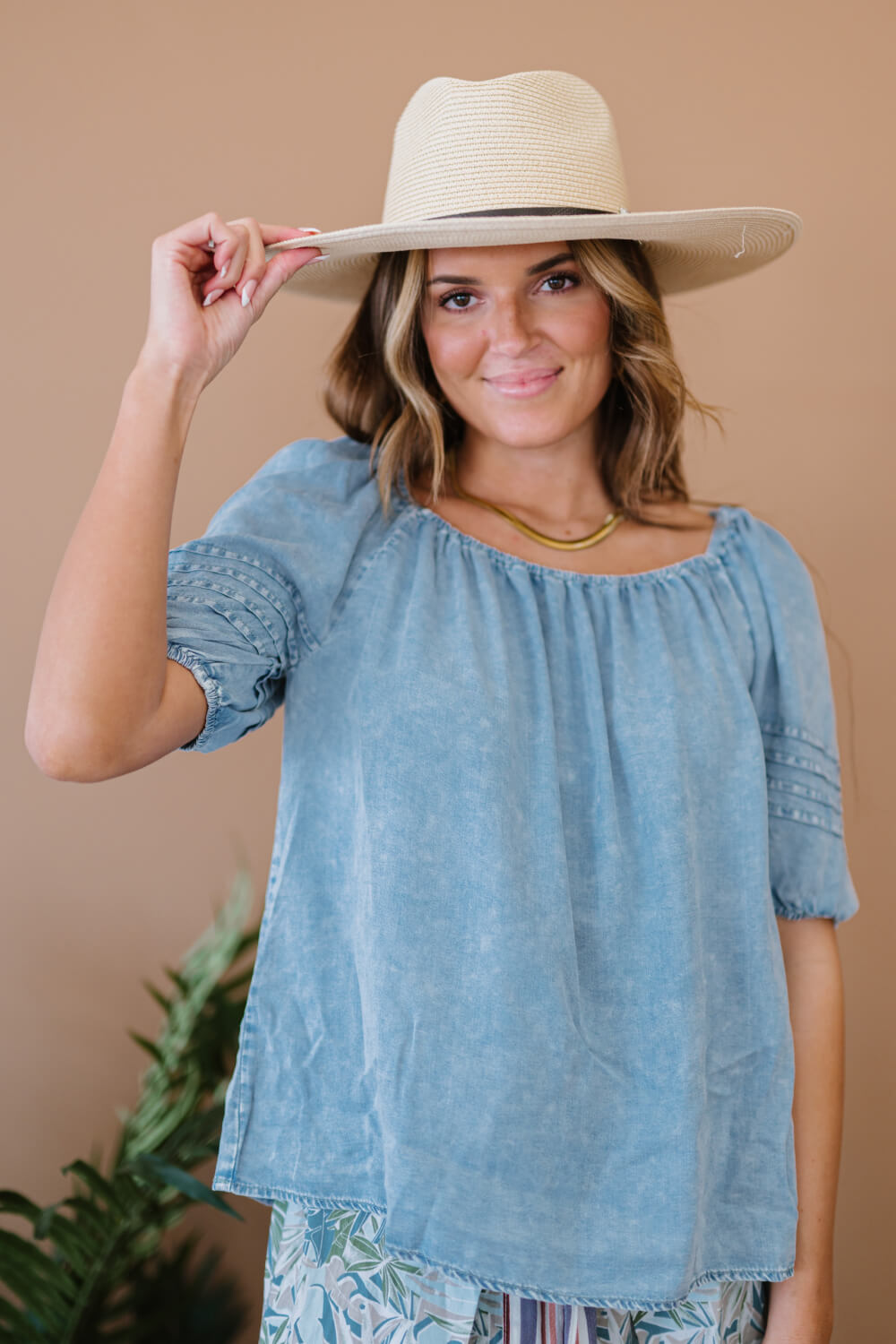 Doe & Rae Keep Me Close Chambray Top -