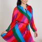 Skies Are Blue Rainbow Rays Pleated Dress -