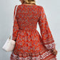 Bohemian V-Neck Balloon Sleeve Dress -