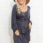 Scoop Neck Empire Waist Long Sleeve Mini Dress - Gray / S