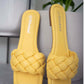 Weeboo Cakewalk Woven Square Toe Slides in Yellow -