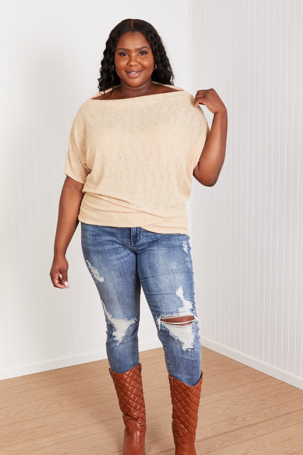 White Birch Expect the Best Off-Shoulder Top -