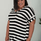 Sew In Love Out and About Striped Pocket Tee in Black and Ivory -