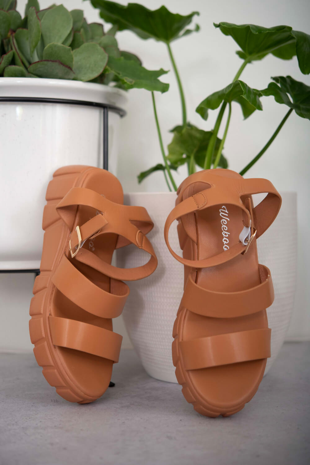 WeeBoo Best Foot Forward Platform Sandals in Brown -