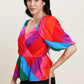 Skies Are Blue Colorful Day Color Block Peplum Top -