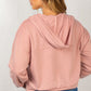 White Birch Full Size Quarter-Zip Drawstring Hoodie -