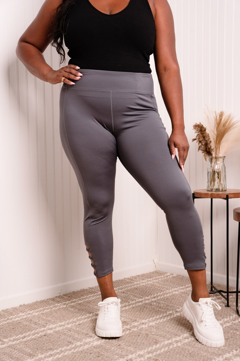 Yelete Full Size Crisscross Elastic Waistband Yoga Leggings -