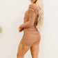 PRIVY Ruched Open Back Mini Bodycon Dress -
