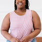 Zenana Just a City Girl Striped Twist Detail Tank in Light Rose -