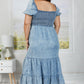 GeeGee Just Wondering Acid Wash Chambray Midi Dress -