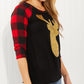 Acting Pro Oh Deer Full Size Sequin Plaid Sleeves Top -