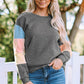 Color Block Ribbed Trim Sweatshirt - Gray / S