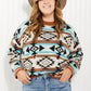 Andree by Unit Southwestern Sunset Full Size Geometric Mock Neck Sweater -