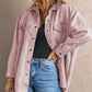 Suede Snap Front Dropped Shoulder Jacket -