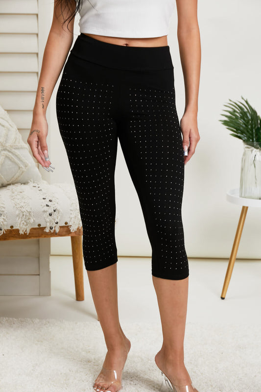 Vocal Fine By Me Studded Cropped Leggings - Black / S