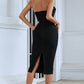 Sequin Chain Strap Slit Dress -