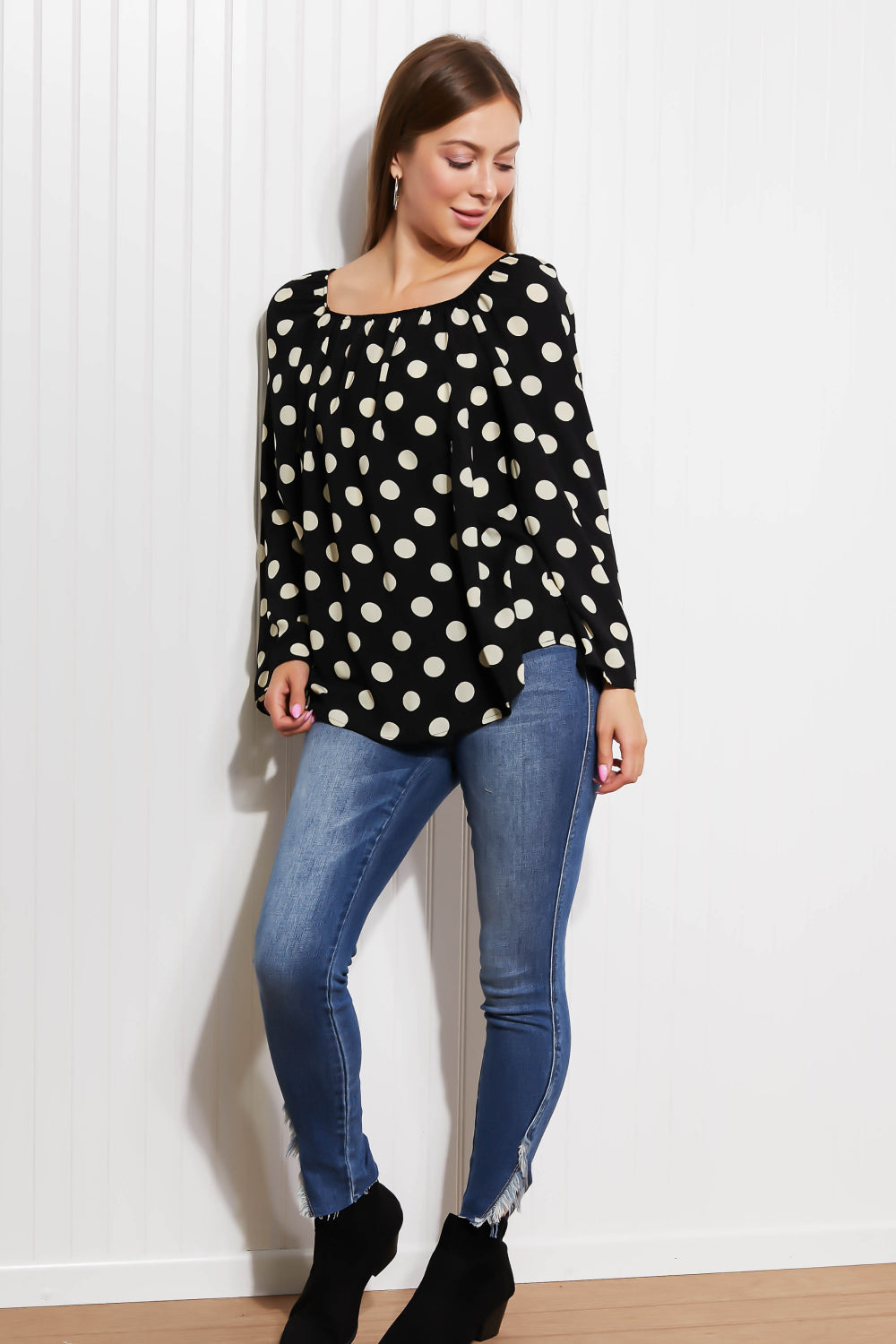 CY Fashion Polka Dot Party Bell Sleeve Blouse -