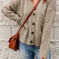 Ribbed Trim Button Down Cardigan with Pockets -