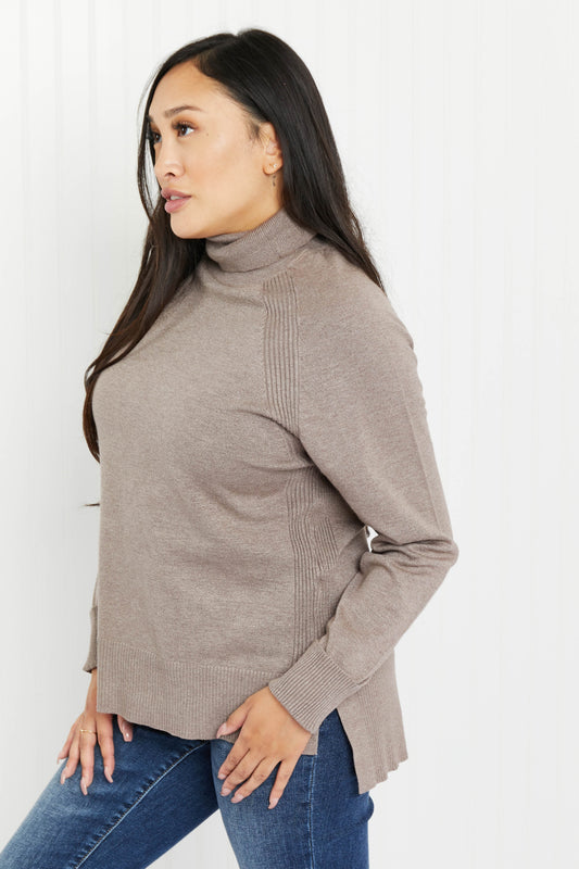 Emerald Collection Northwest Full Size Ribbed Detail Turtleneck Sweater -