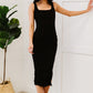 PRIVY Ruched Sleeveless Midi Dress with Side Slit -