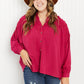 Andree by Unit Delectable Taste Full Size Ruched Detail Button-Down Shirt -