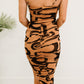PRIVY Printed Ruched Midi Dress with Side Slit -