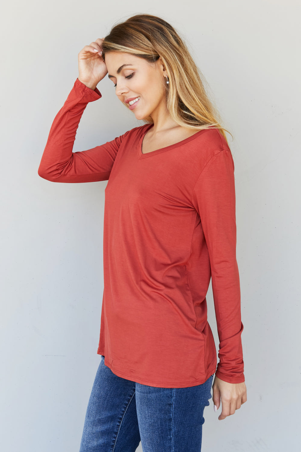 Rae Mode Over the Moon Full Size V-Neck Long-Sleeve Top -