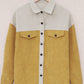 Color Block Button Front Corduroy Shirt Jacket -