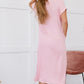 P & Rose Plot Twist T-Shirt Dress with Pockets in Rose -