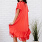 Davi & Dani Fly with Me Full Size Button Down Ruffle Dress -