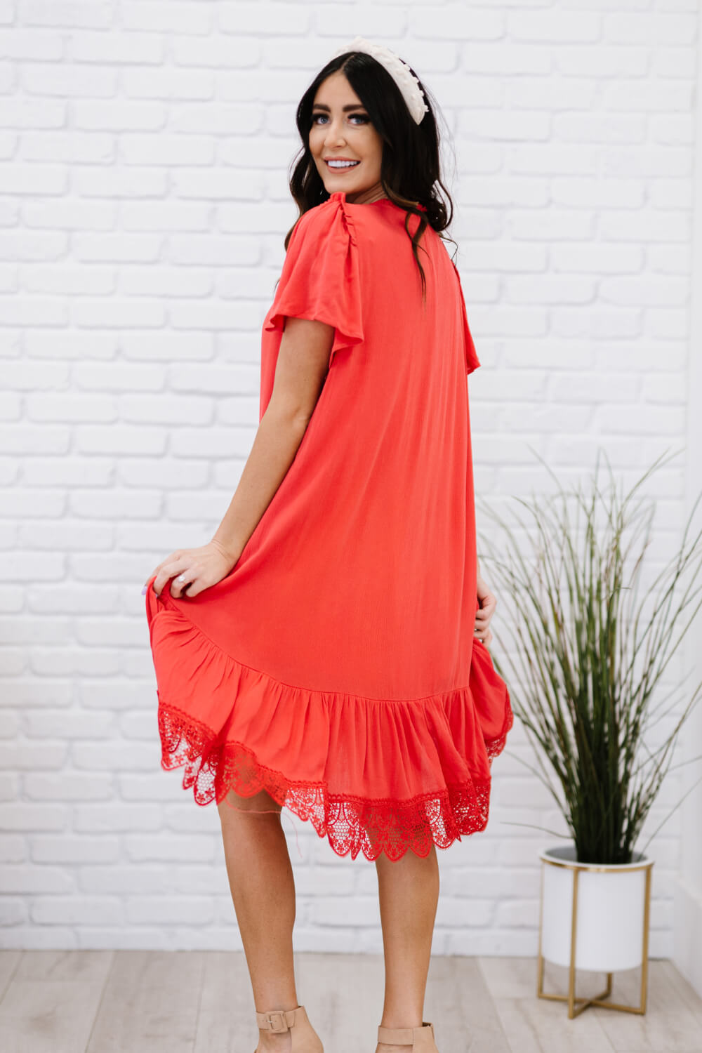 Davi & Dani Fly with Me Full Size Button Down Ruffle Dress -