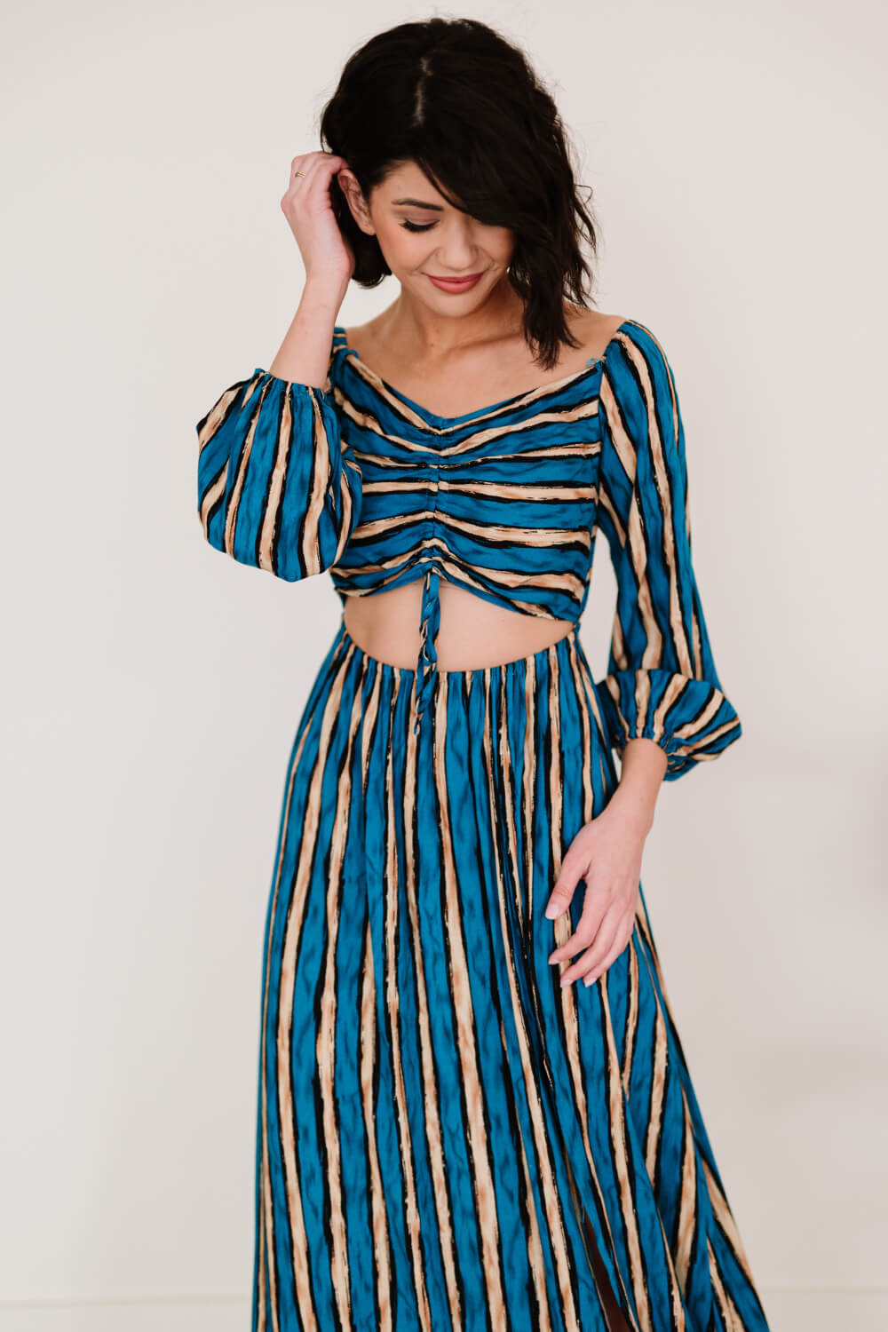 Dress Day Dearest Memory Striped Cutout Dress -