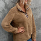 Animal Print Quarter-Zip Sherpa Sweatshirt -
