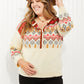 Andree by Unit Full Size Geometric Half-Button Henley Sweater -