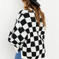 Davi & Dani Reality Check Full Size Checkered V-Neck Sweater -
