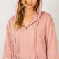White Birch Full Size Quarter-Zip Drawstring Hoodie -