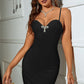 Rhinestone Bow Spaghetti Strap Bodycon Dress -