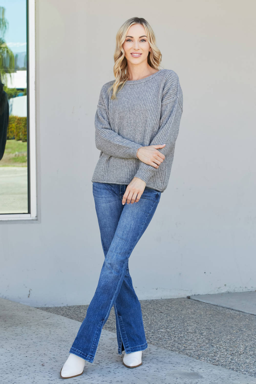 Sew In Love Full Size Raw Seam Sweater -