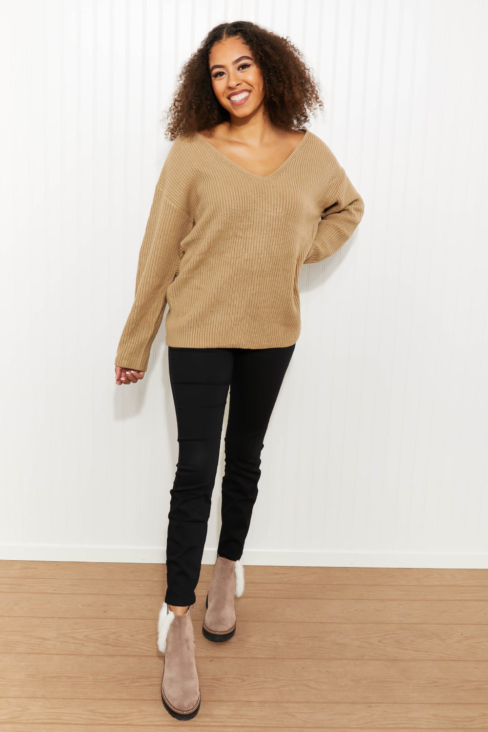 CY Fashion Just a Little Twist Open Back Sweater -