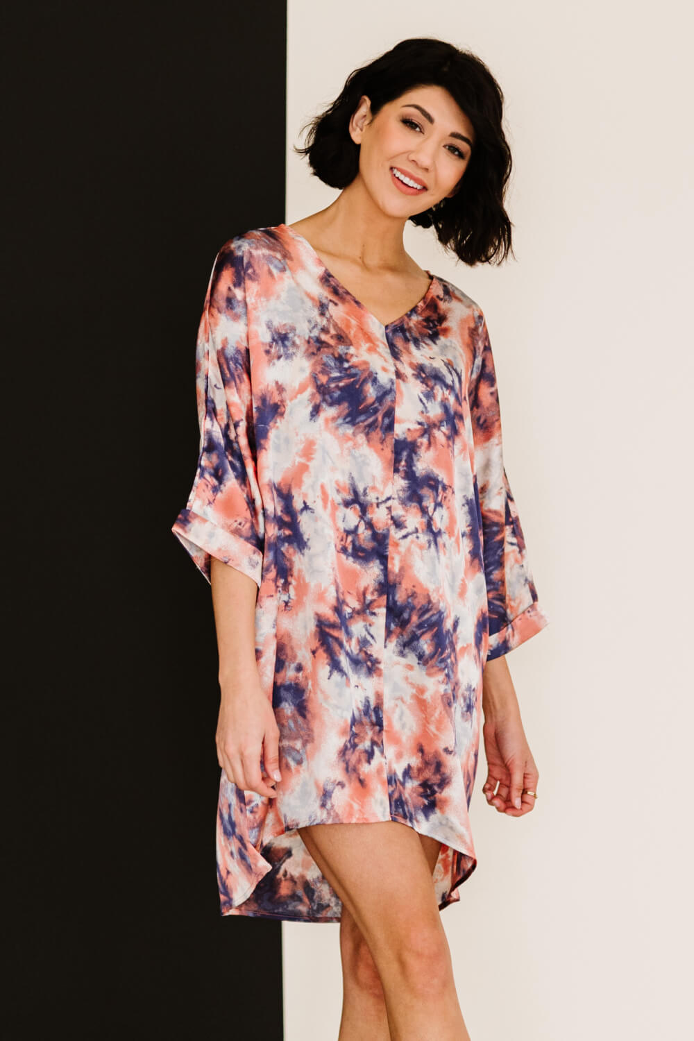 Dress Day Tie-Dye Angel Satin Dress - Peach / S