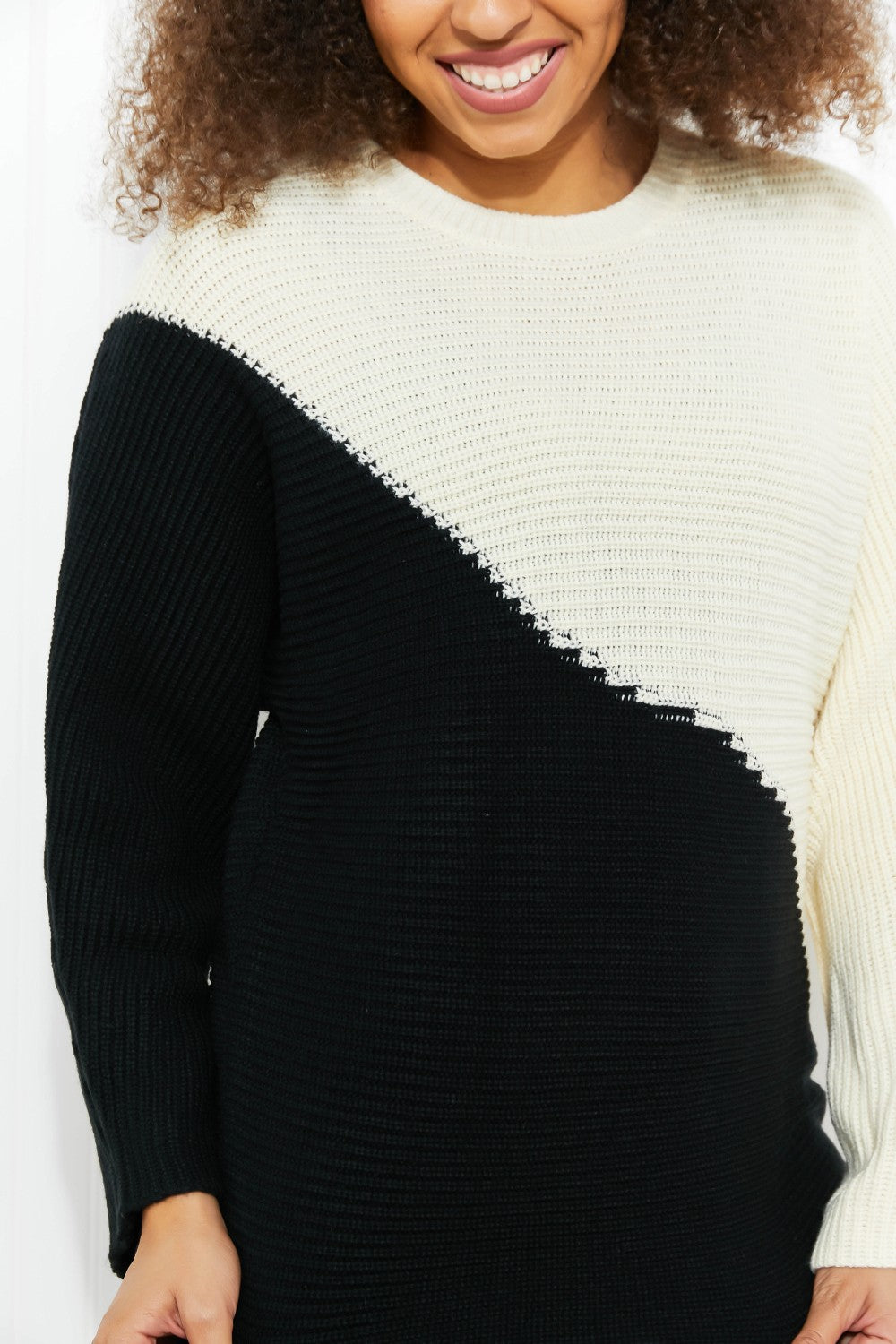 CY Fashion Half-and-Half Color Block Sweater -