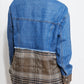 CY Fashion Porch Views Plaid Spliced Denim Jacket -