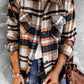 Plaid Button Front Shirt Jacket with Breast Pockets -