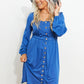 Scoop Neck Empire Waist Long Sleeve Mini Dress -