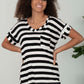 Sew In Love Out and About Striped Pocket Tee in Black and Ivory -